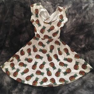SOLD Pineapple Print Skater Dress with Cross Back